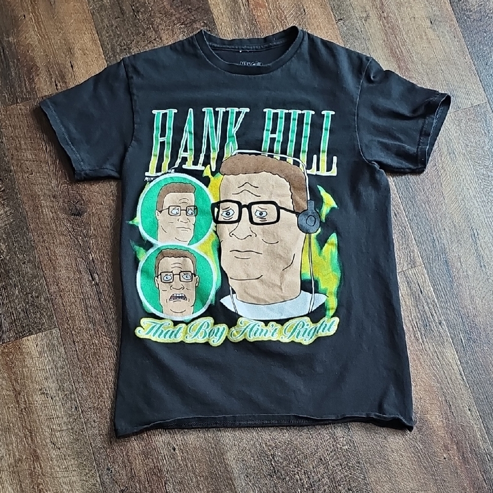 King Of The Hill Black Graphic T-shirt Hank Hill Green Fire That Boy Ain't Right